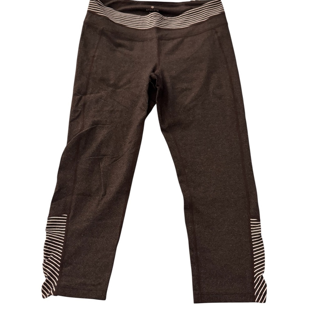 Athleta Gray Leggings with White Stripes